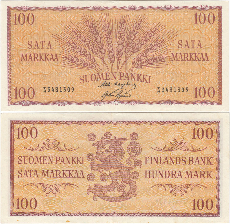 100 Markkaa 1957 Ä3481309 kl.6